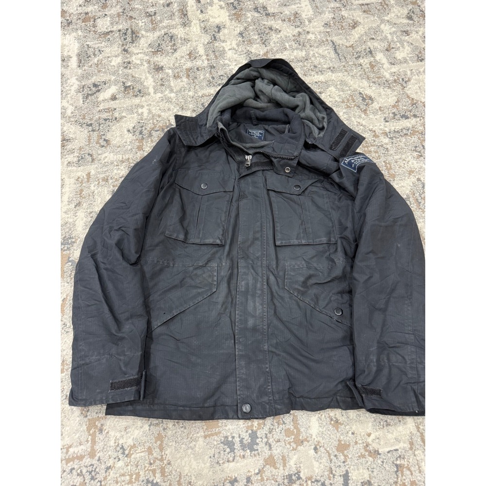 Abercrombie & Fitch Mens Black Ripstop Fleece Lined Field Jacket Hooded Medium